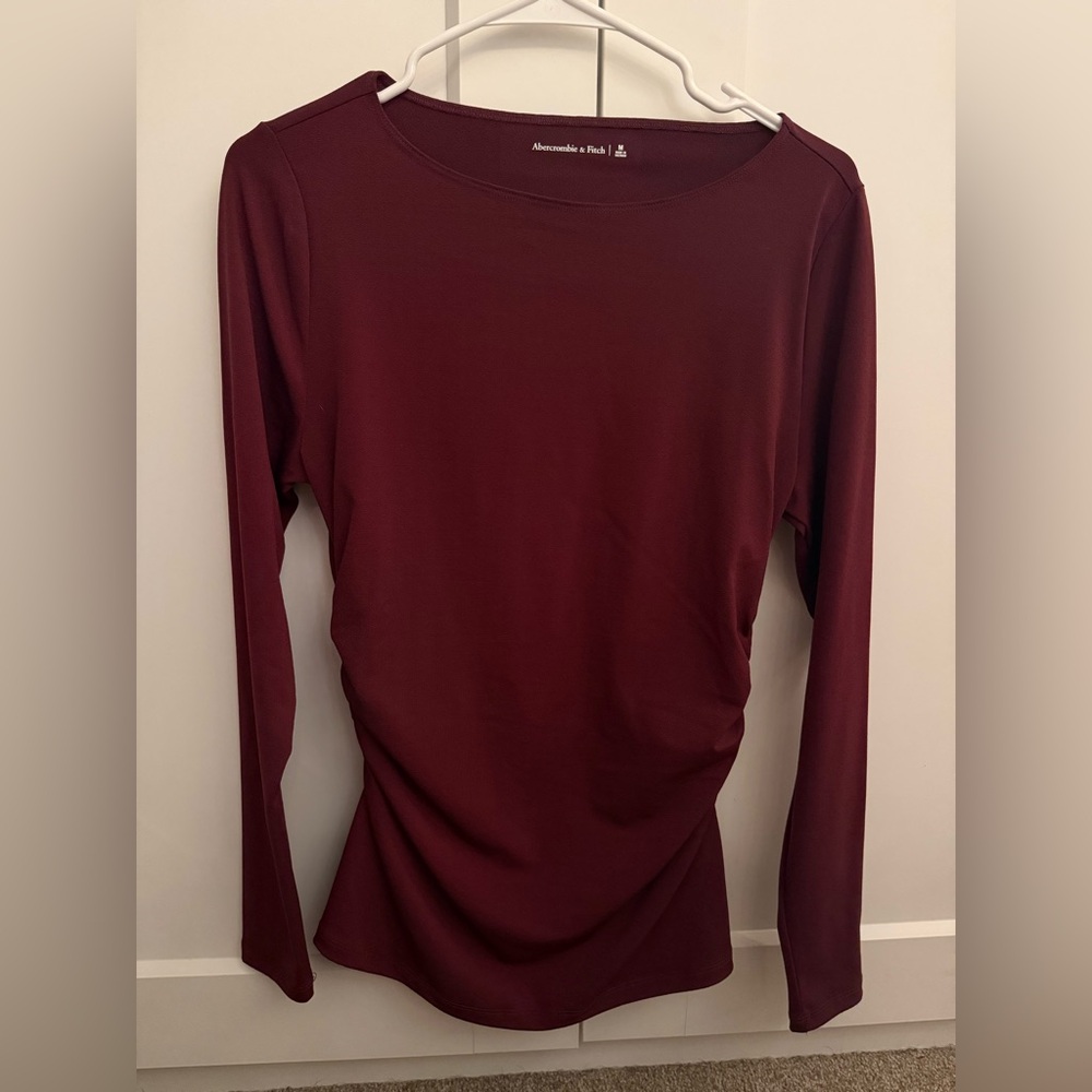 Abercrombie & Fitch Women's Deep Red Long Sleeve Tee